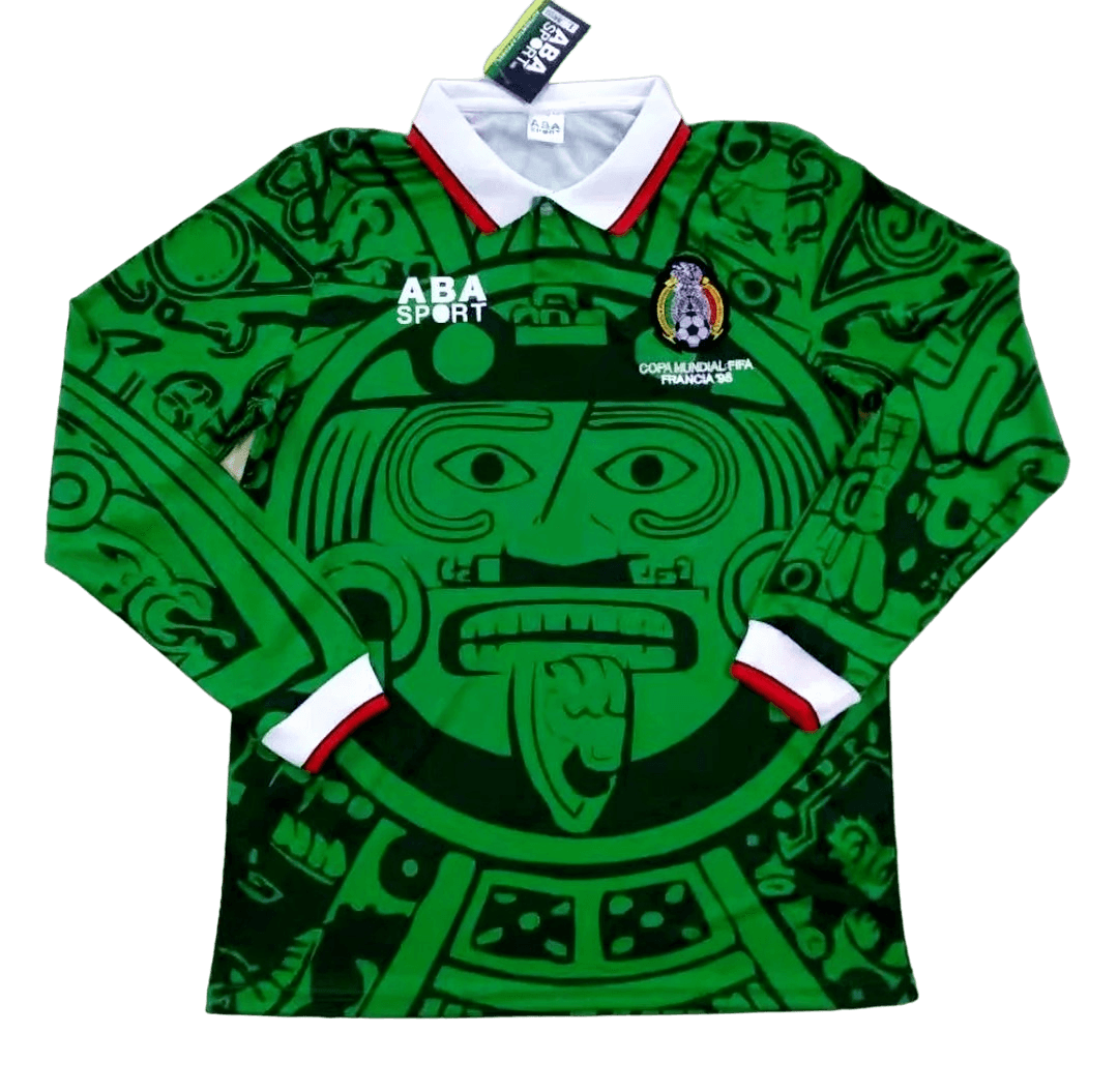 Mexico Retro Long Sleeve 1998 Home - JERSEYS4ALL