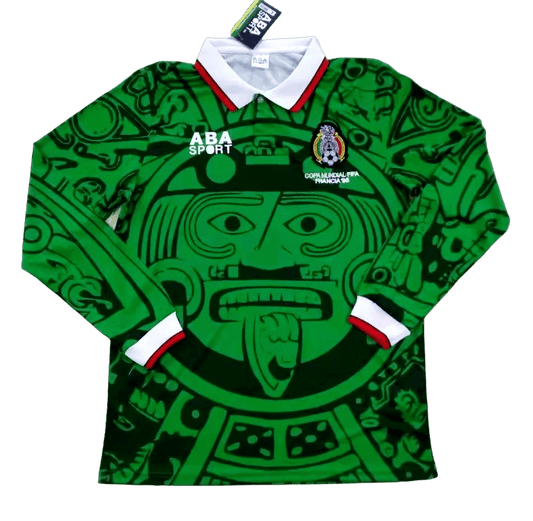 Mexico Retro Long Sleeve 1998 Home - JERSEYS4ALL