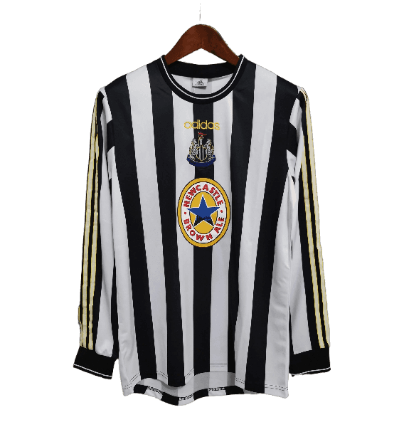 Newcastle Retro 97/99 Home Long Sleeve With Patch And Fonts - JERSEYS4ALL