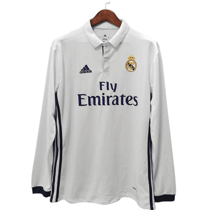 Real Madrid Retro 16/17 Long Sleeve Home - JERSEYS4ALL