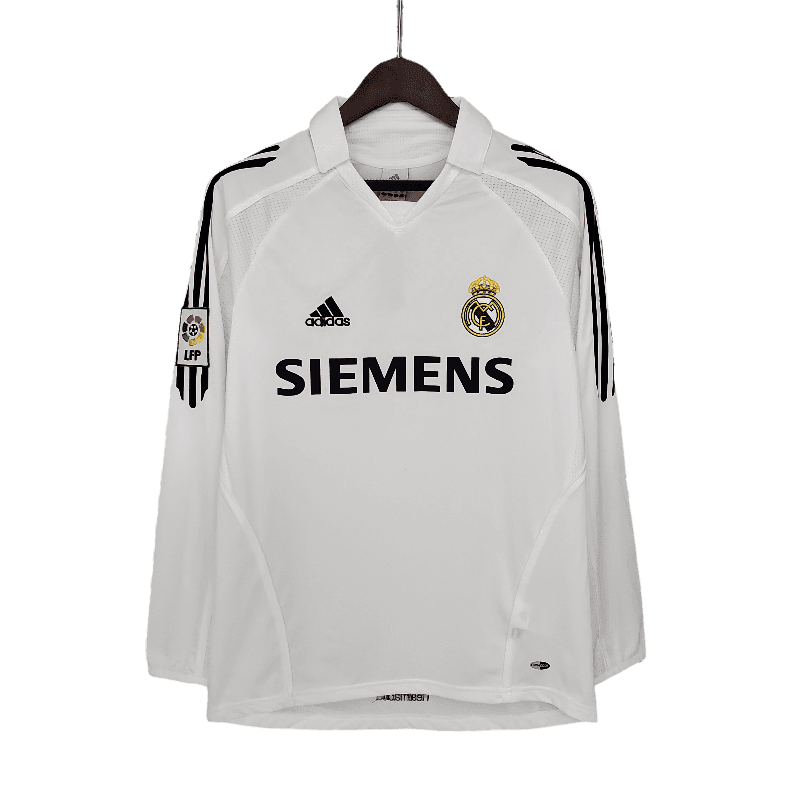 Real Madrid Retro Long Sleeve 2005/06 Home - JERSEYS4ALL