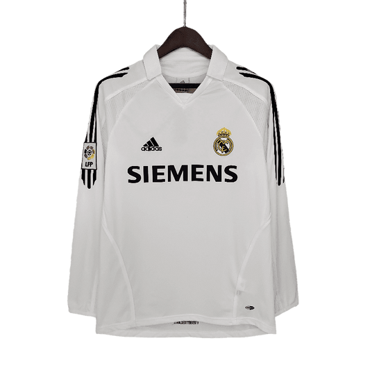 Real Madrid Retro Long Sleeve 2005/06 Home - JERSEYS4ALL