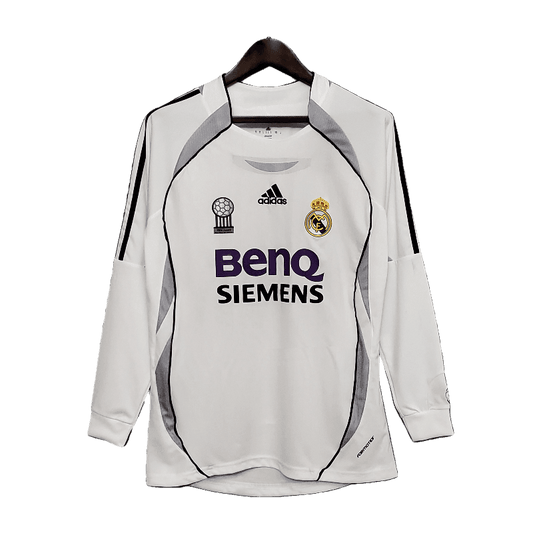 Real Madrid Retro Long Sleeve 2006/07 Home - JERSEYS4ALL